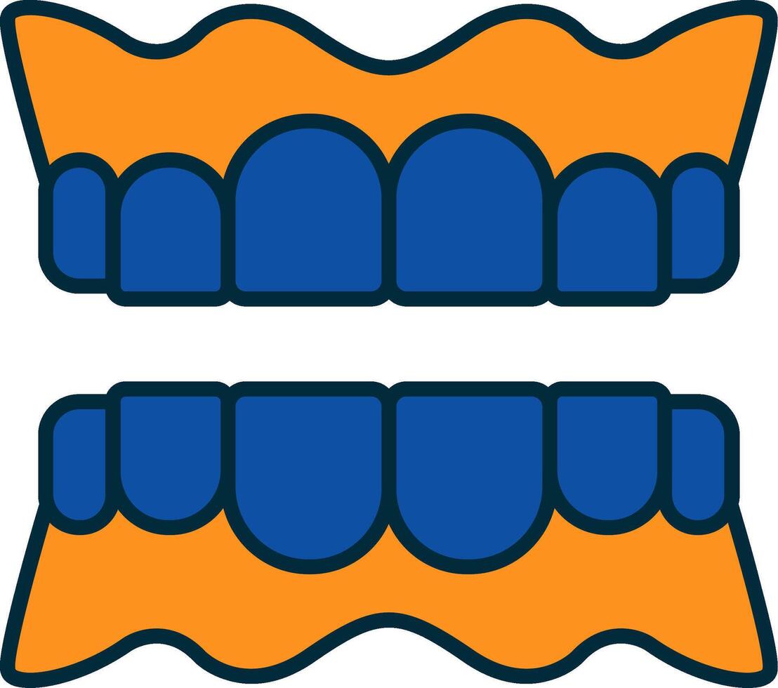 Denture Line Filled Two Colors Icon vector