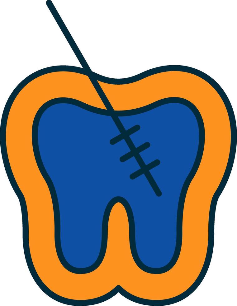 Root Canal Line Filled Two Colors Icon vector