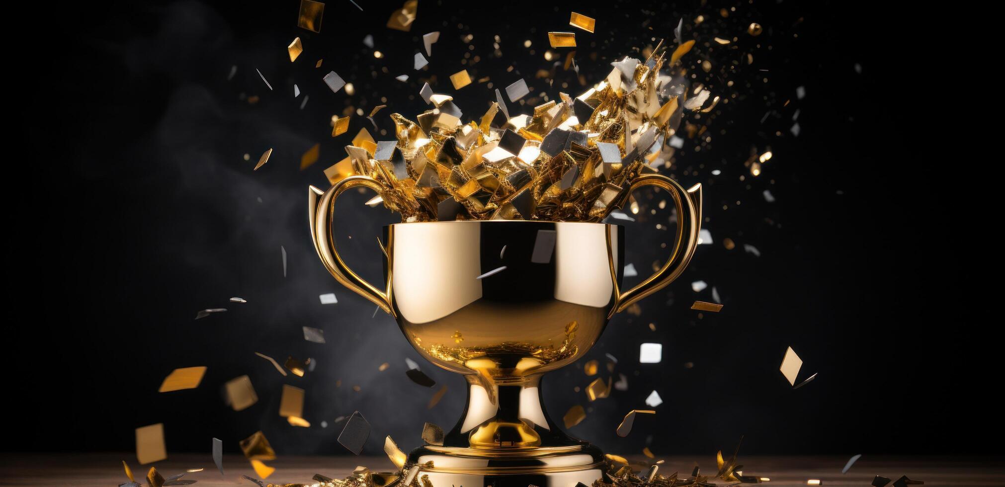AI generated golden cup on background photo