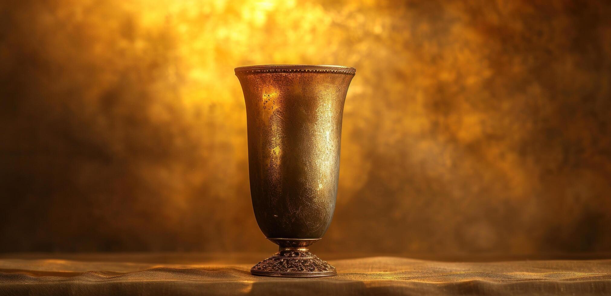 AI generated golden cup on background photo