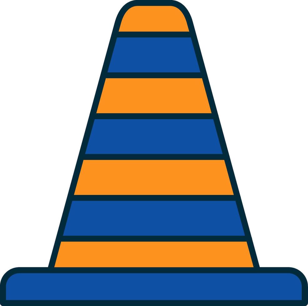 Traffic Cone Line Filled Two Colors Icon vector