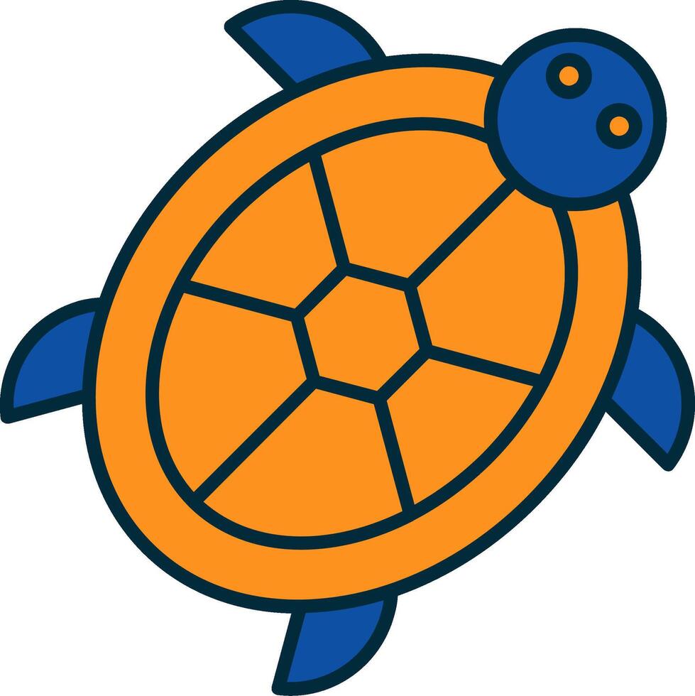 Tortuga línea lleno dos colores icono vector