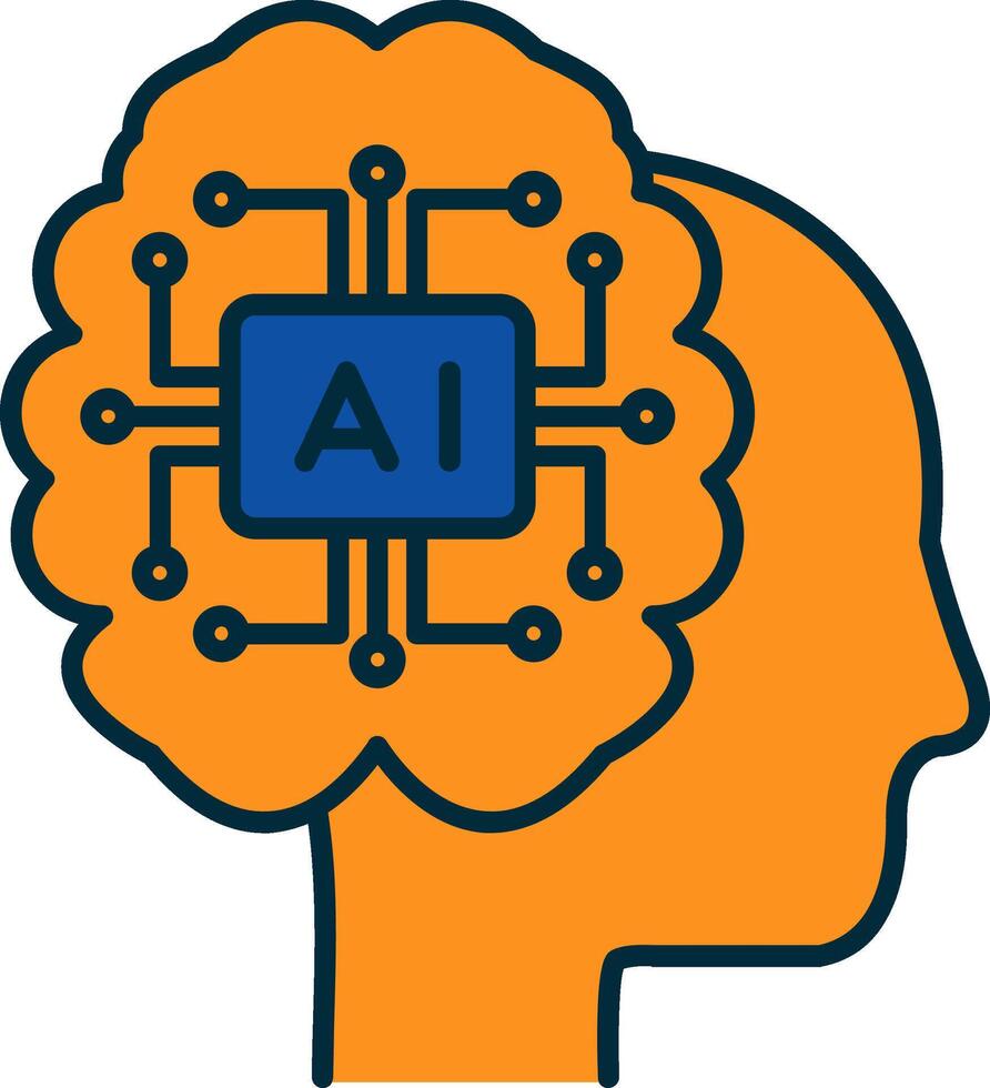 Artificial Intelligence Line Filled Two Colors Icon vector