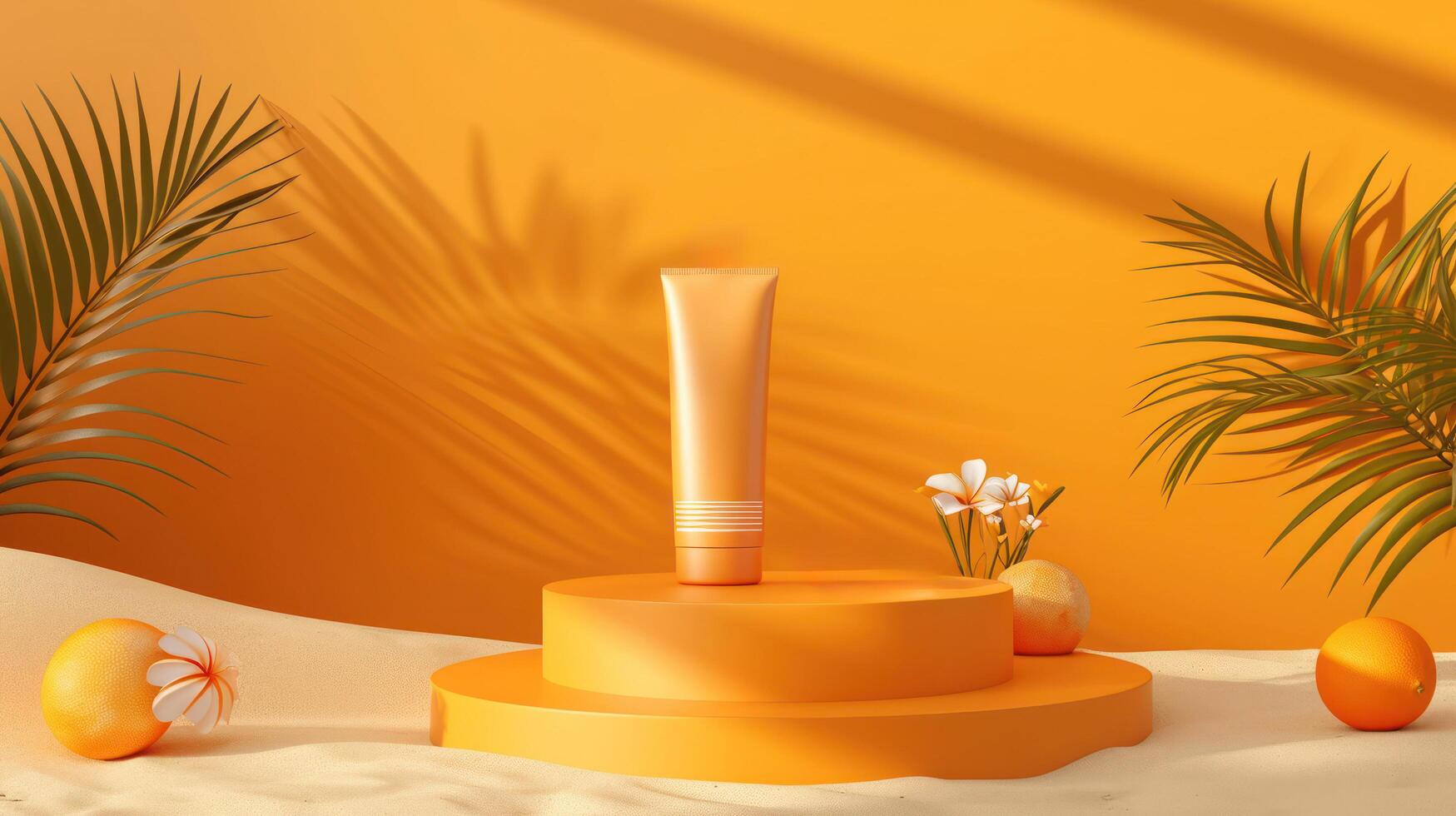 AI generated summer winthout brand sunscreen tube ad banner photo