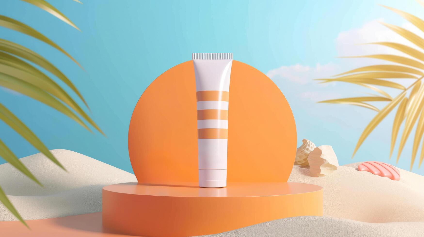 AI generated summer winthout brand sunscreen tube ad banner photo