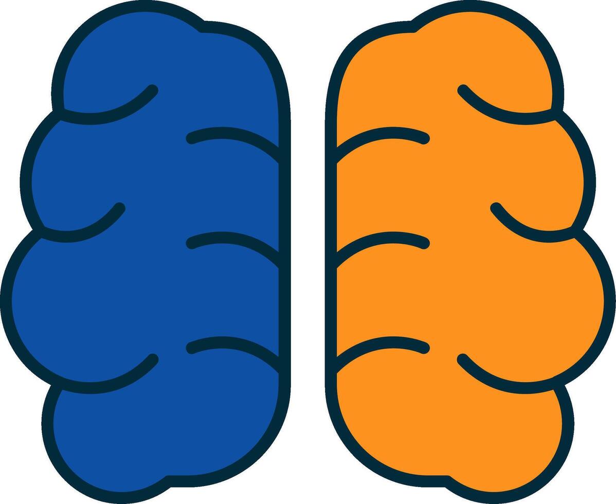 brain Line Filled Two Colors Icon vector