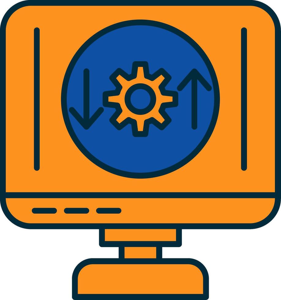 Process Line Filled Two Colors Icon vector