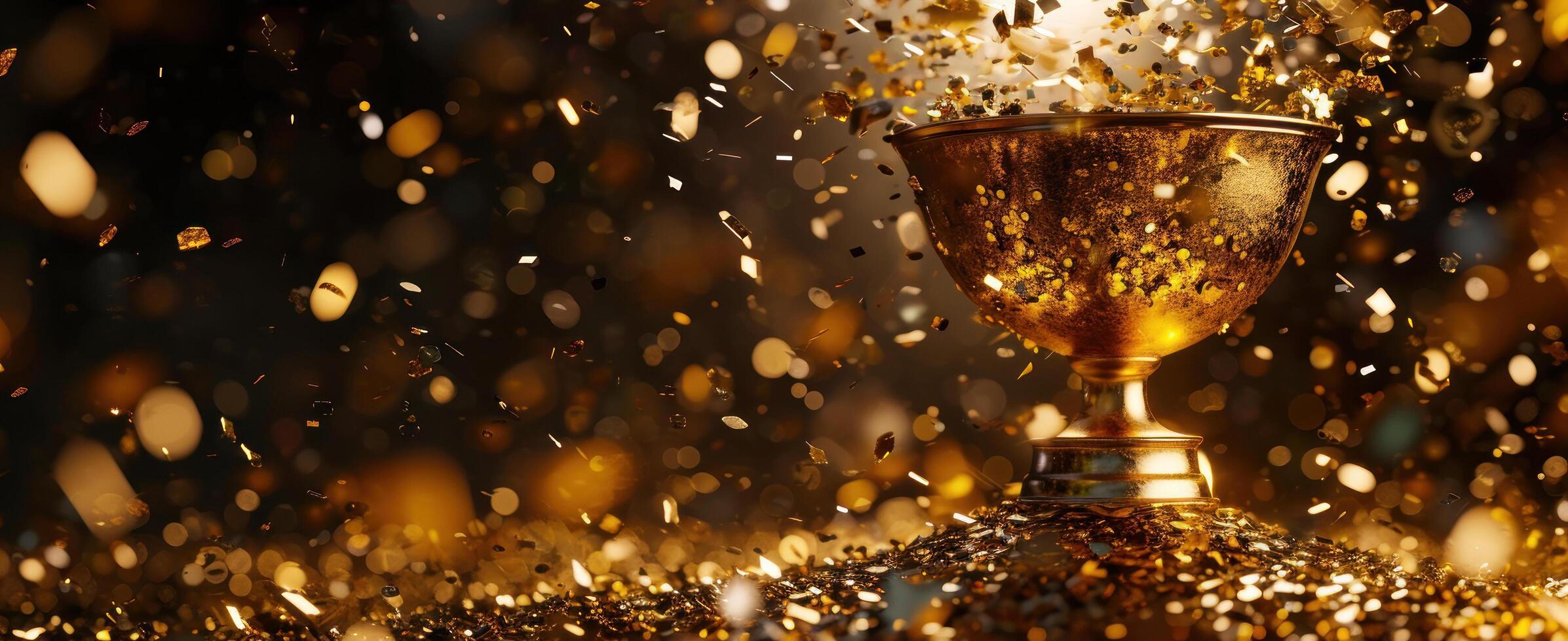 AI generated golden cup on background photo