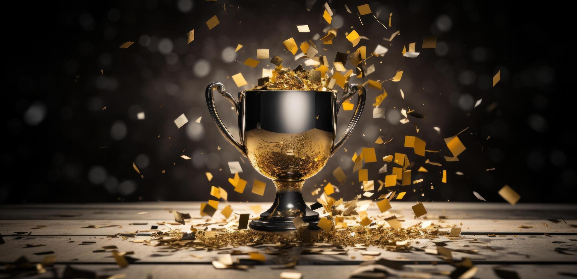 AI generated golden cup on background photo