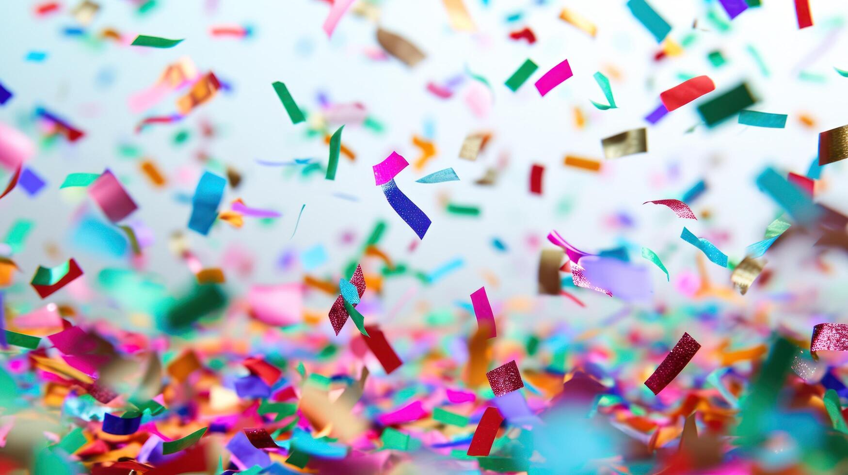 AI generated Colorful confetti rains down, adding excitement to the celebratory occasion with copy space photo