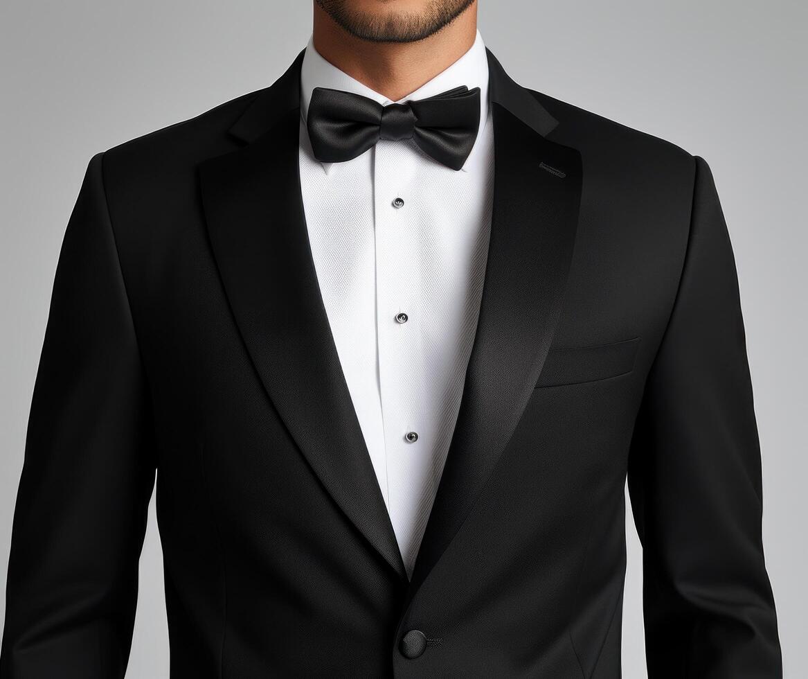 AI generated men's tuxedos, men's tuxedo styles, black tuxedos photo