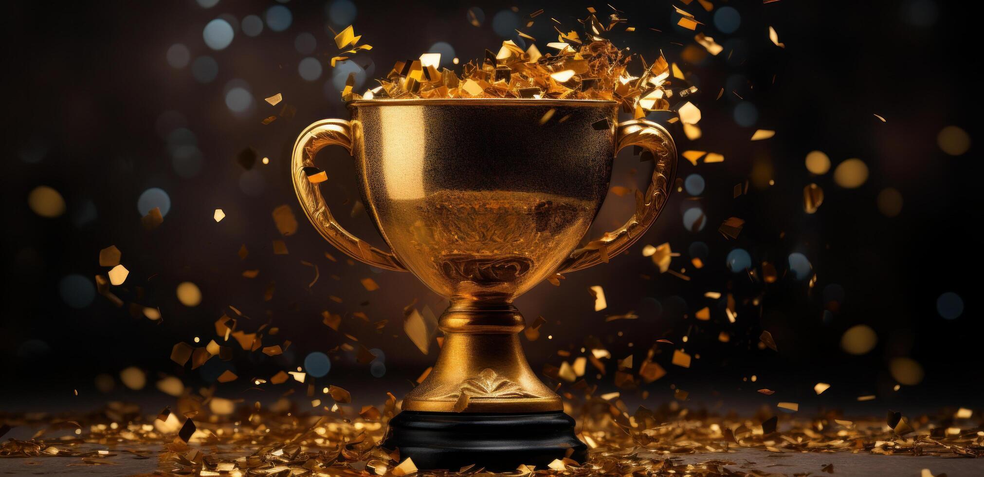 AI generated golden cup on background photo