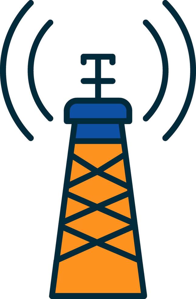 señal torre línea lleno dos colores icono vector