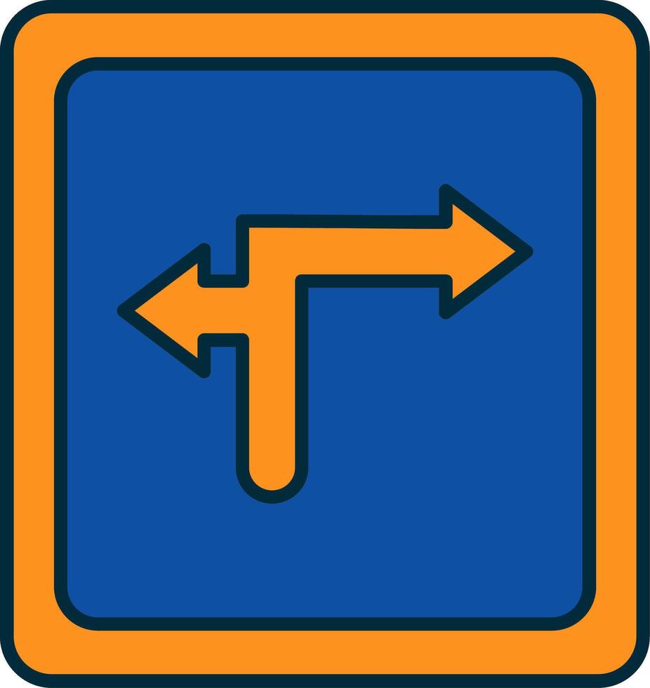 Turn Direction Line Filled Two Colors Icon vector