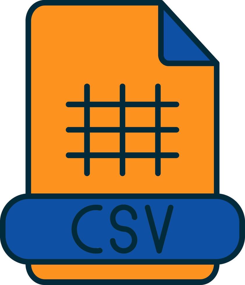 csv línea lleno dos colores icono vector
