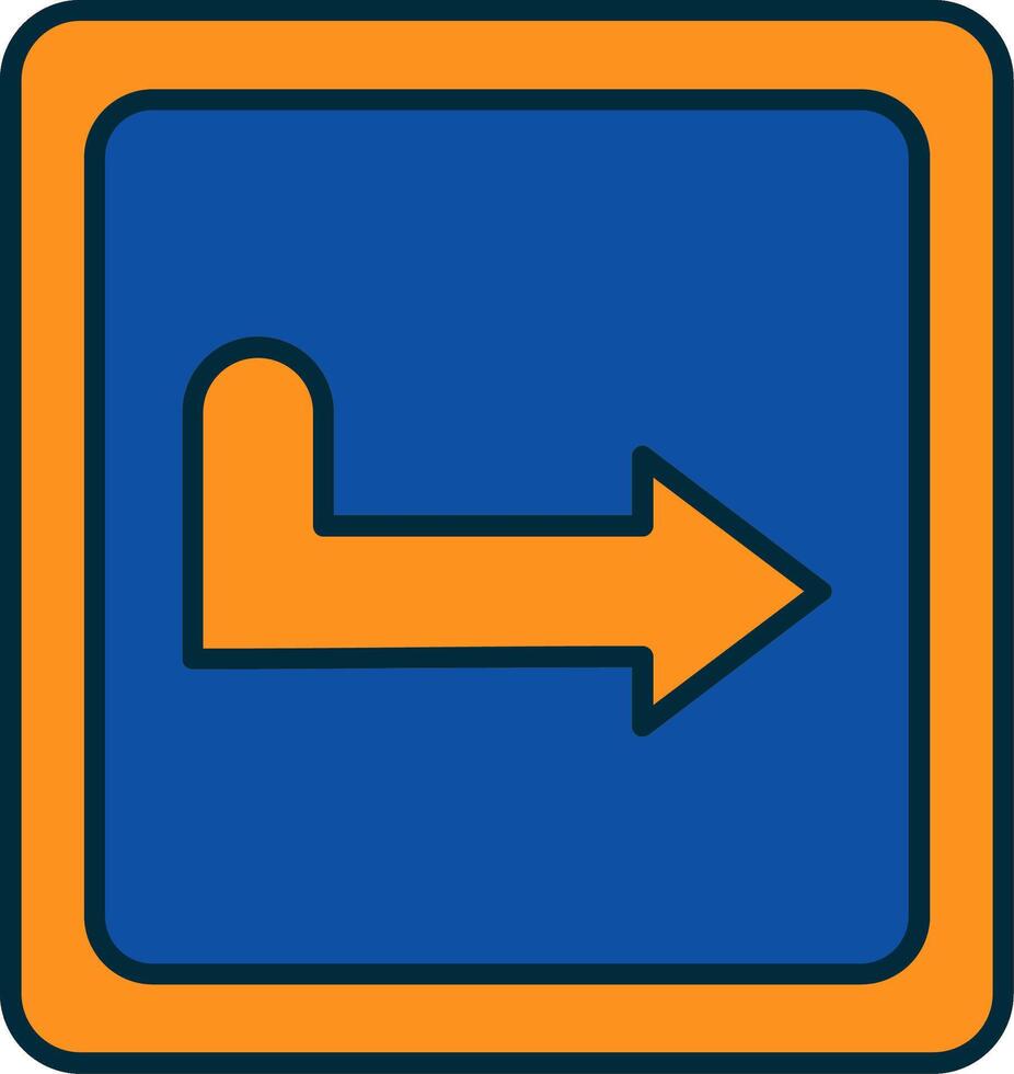 Turn Right Line Filled Two Colors Icon vector