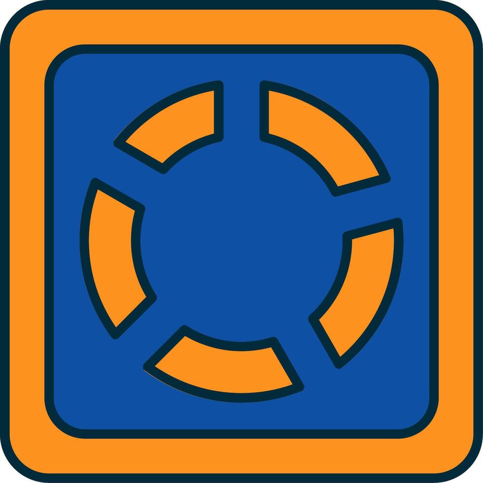 Pie Chart Line Filled Two Colors Icon vector
