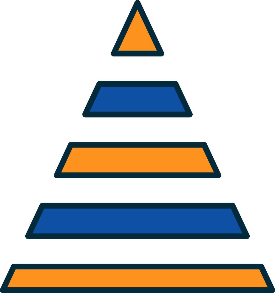 pirámide gráfico línea lleno dos colores icono vector