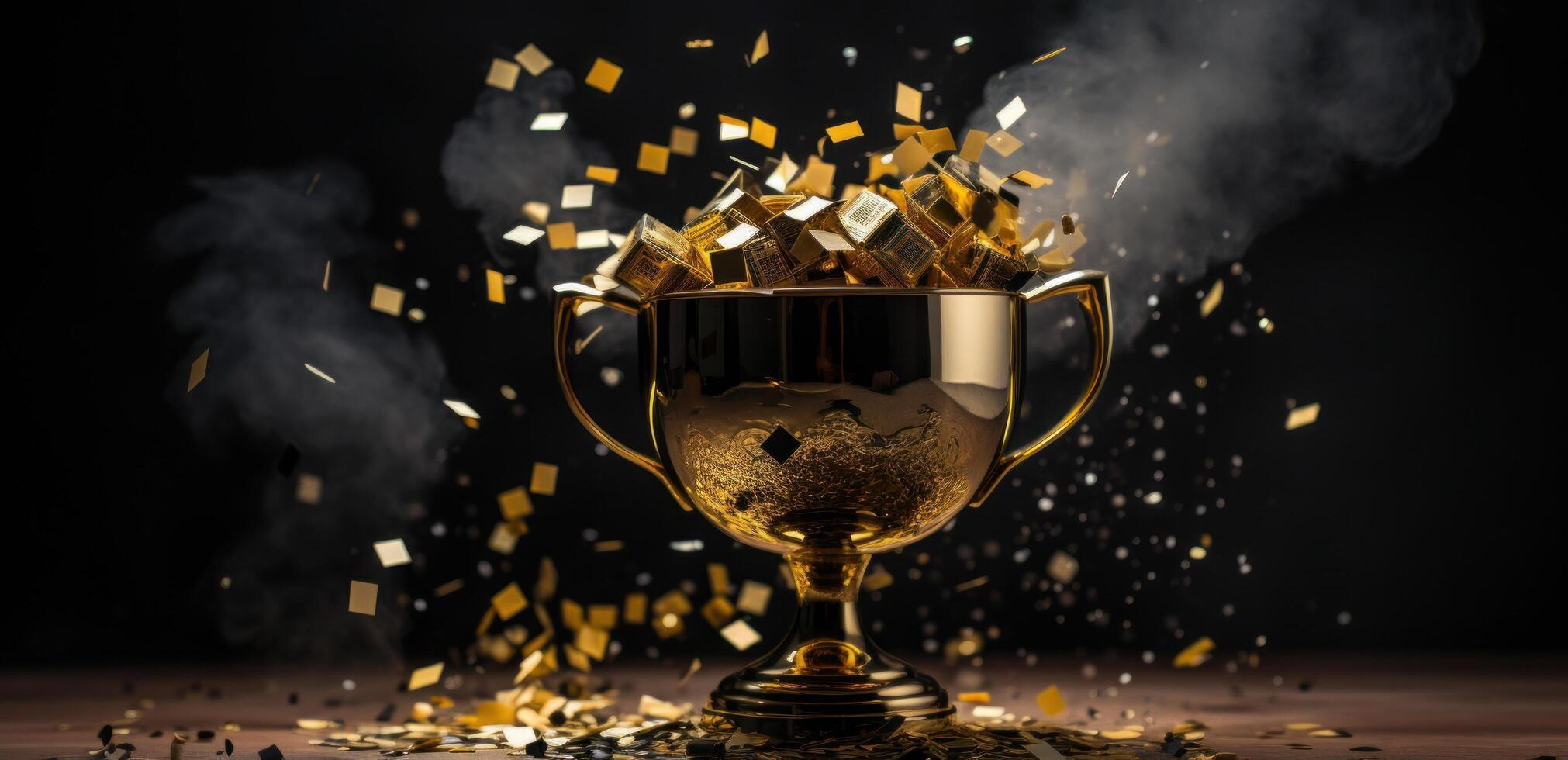 AI generated golden cup on background photo