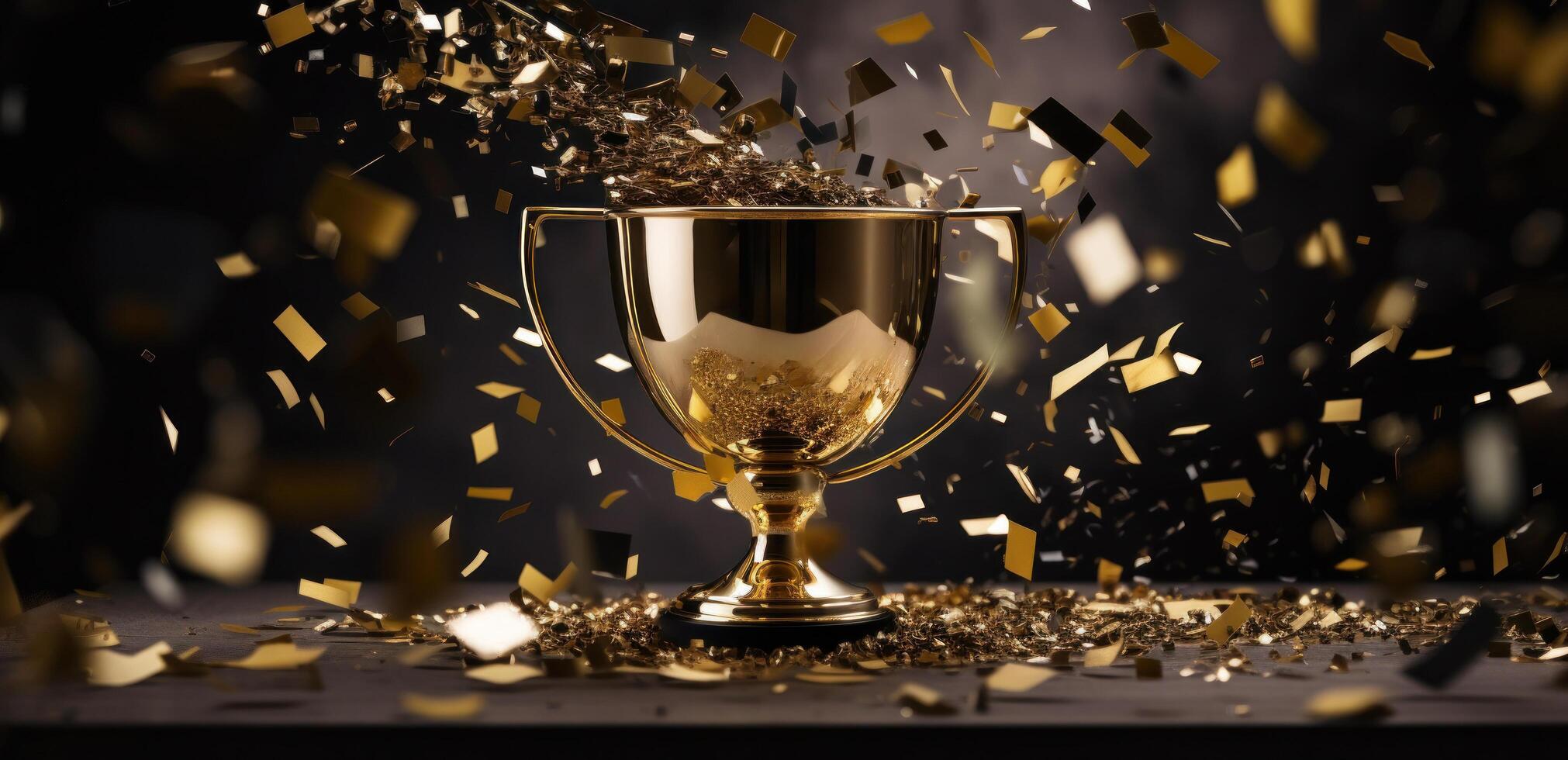 AI generated golden cup on background photo