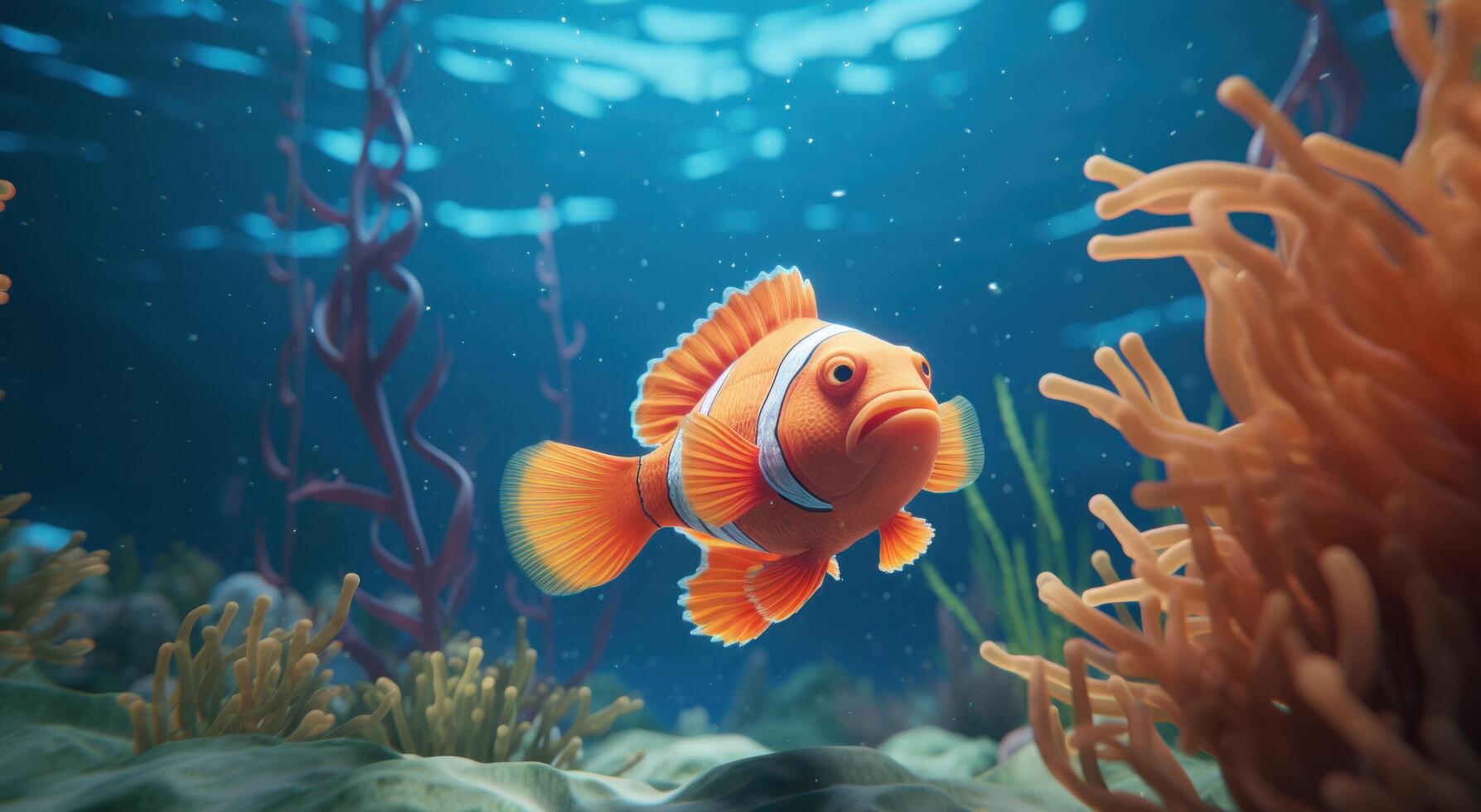 AI generated life in the aquarium photo