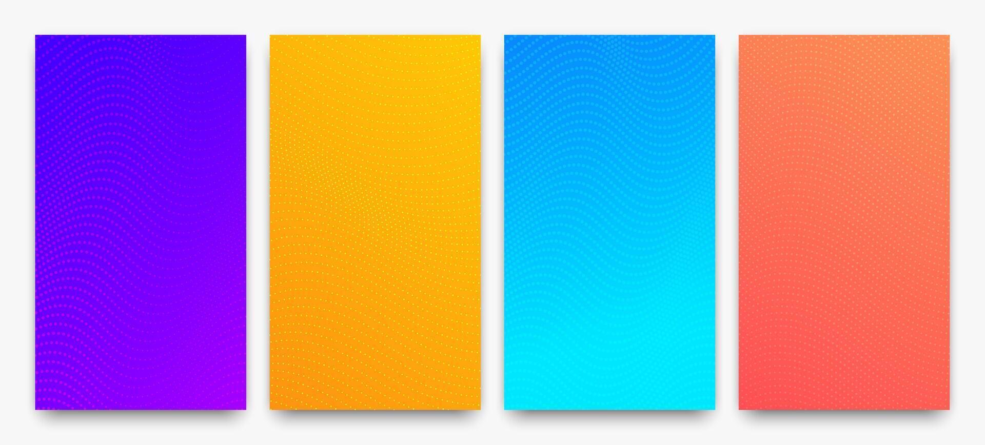 Set of halftone gradient backgrounds with dots vector