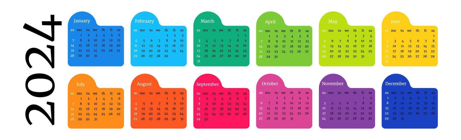 Calendar for 2024 isolated on a white background vector