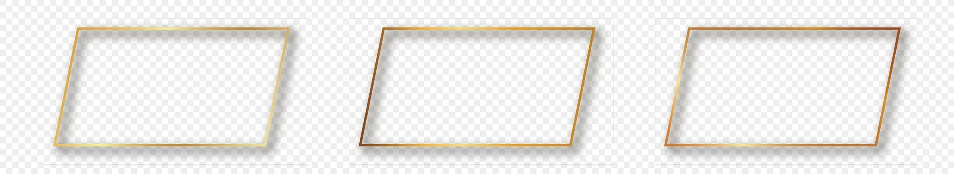 Gold glowing rectangular shape frame vector