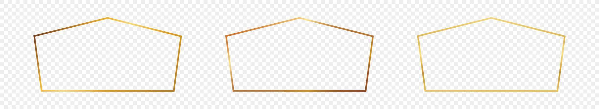 oro brillante tetragon forma marco vector