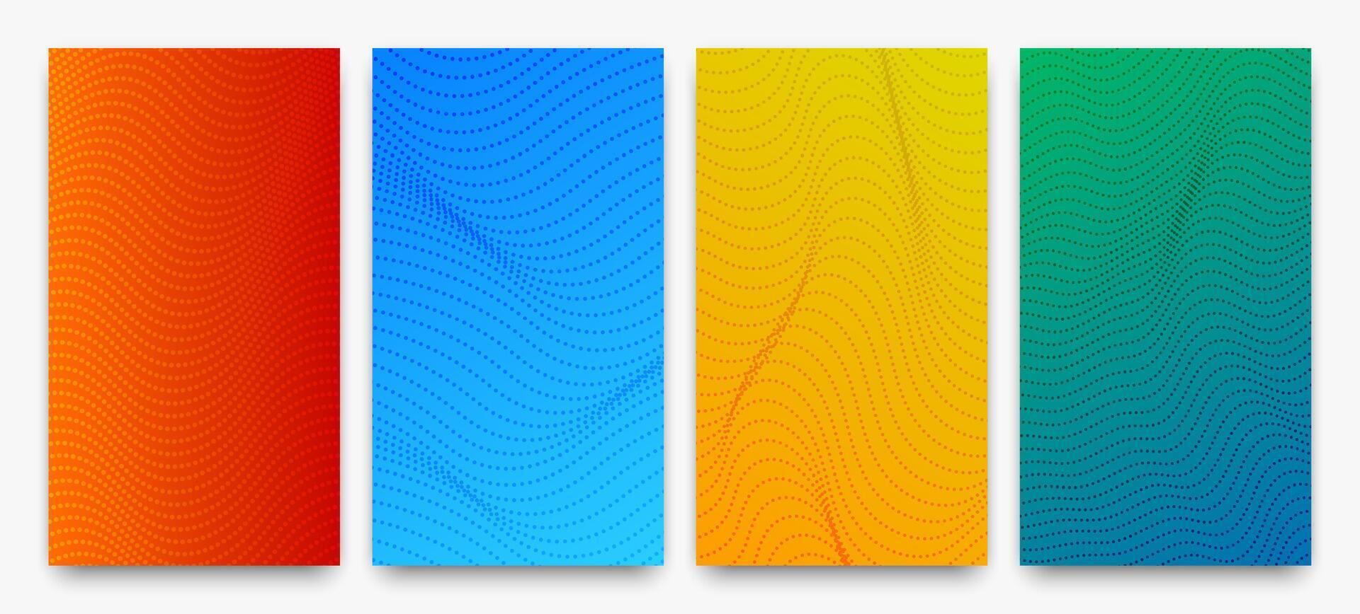 Set of halftone gradient backgrounds with dots vector