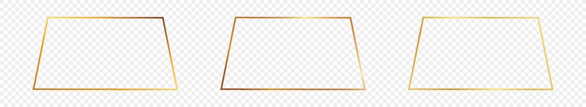 Gold glowing trapezoid shape frame vector