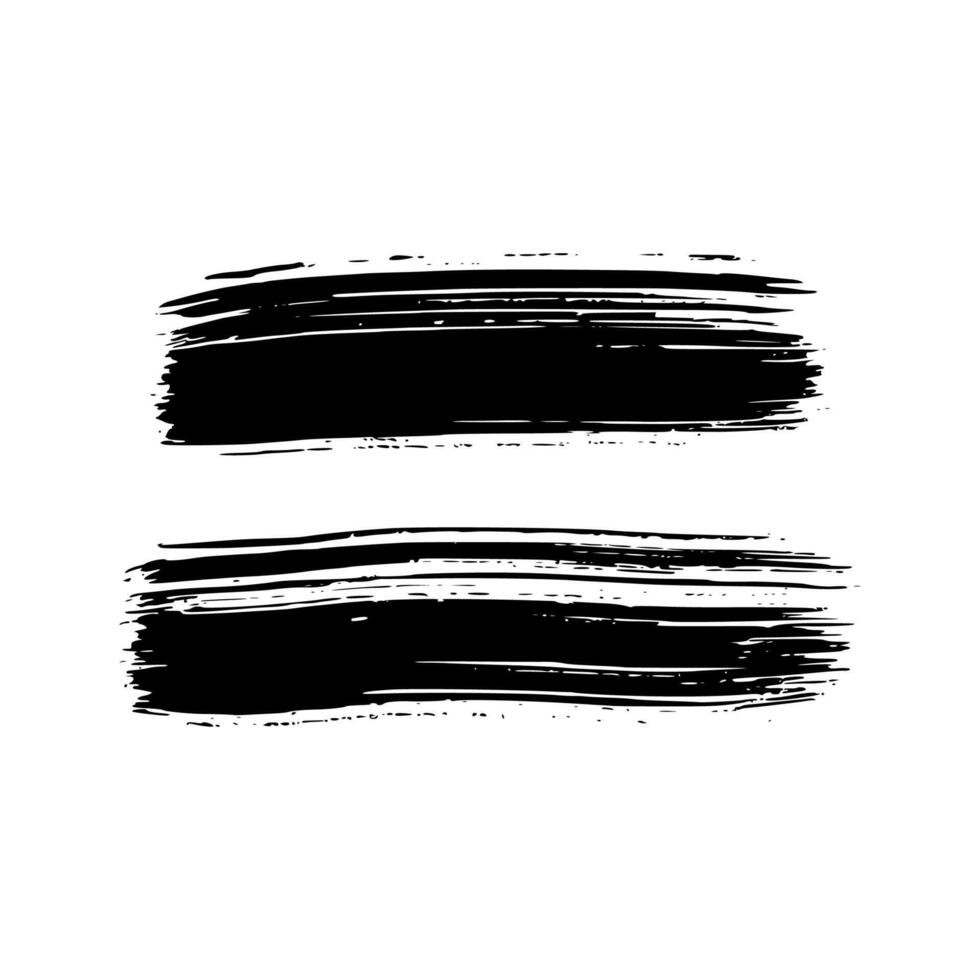 Set of black hand drawn brush strokes vector