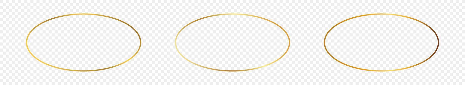 Gold glowing oval shape frame vector