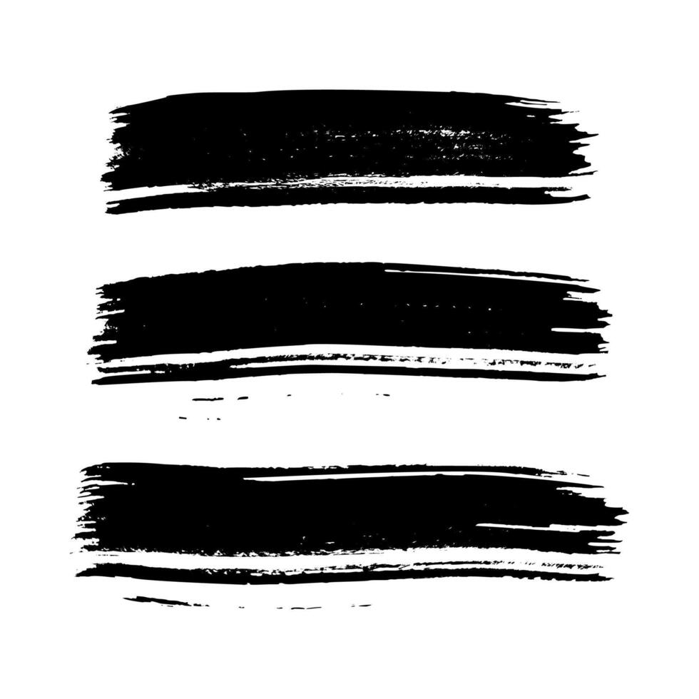 Black brush stroke. Set of hand drawn ink spots isolated on background. Vector illustration