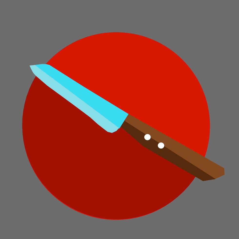 cocina cuchillo logo en un plano estilo en un rojo antecedentes vector
