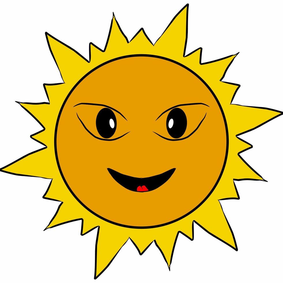 vector illustration of the sun with a smiling expression on a white background. flat style.