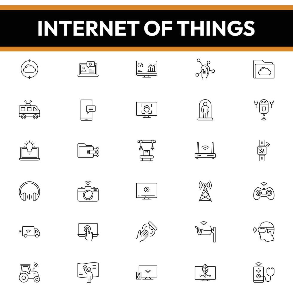 Internet de cosas icono, Internet de cosas línea íconos vector