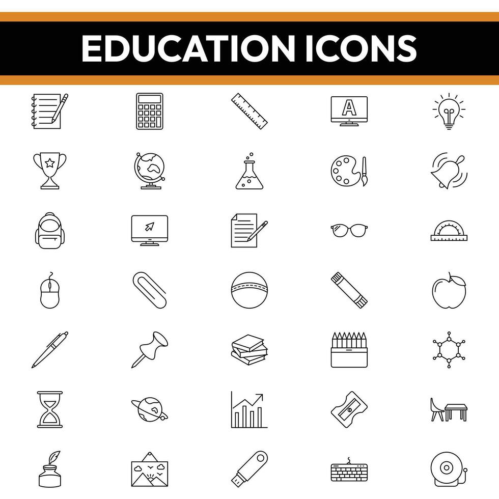 educación iconos, educación icono embalar, educación línea íconos vector