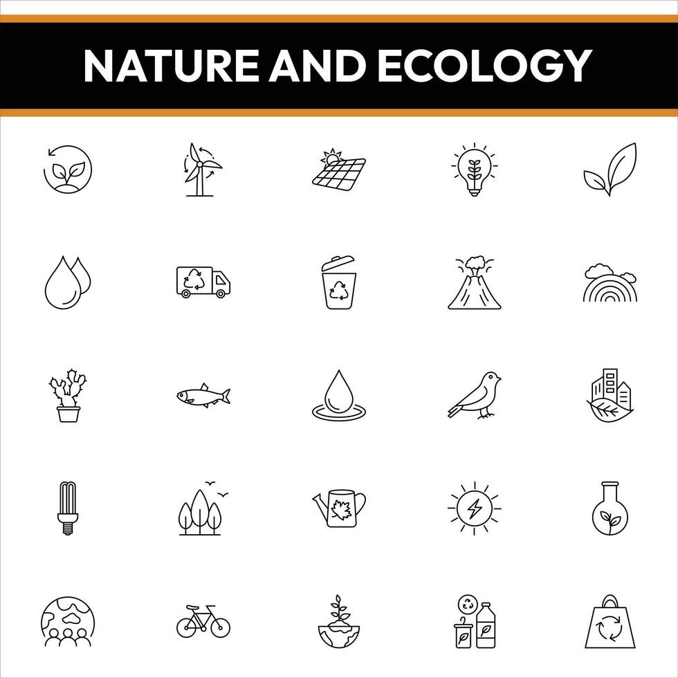 nature and ecology icons, nature and ecology line icons vector
