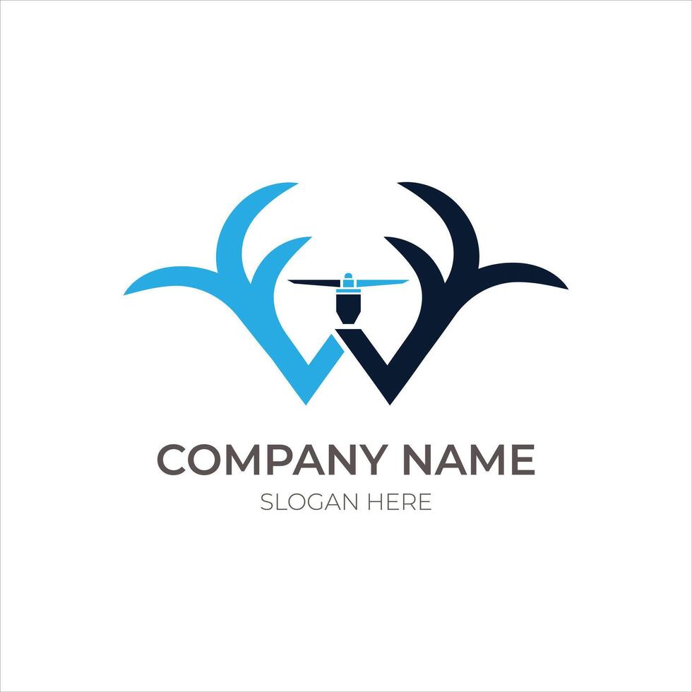 drone logo with letter W vector