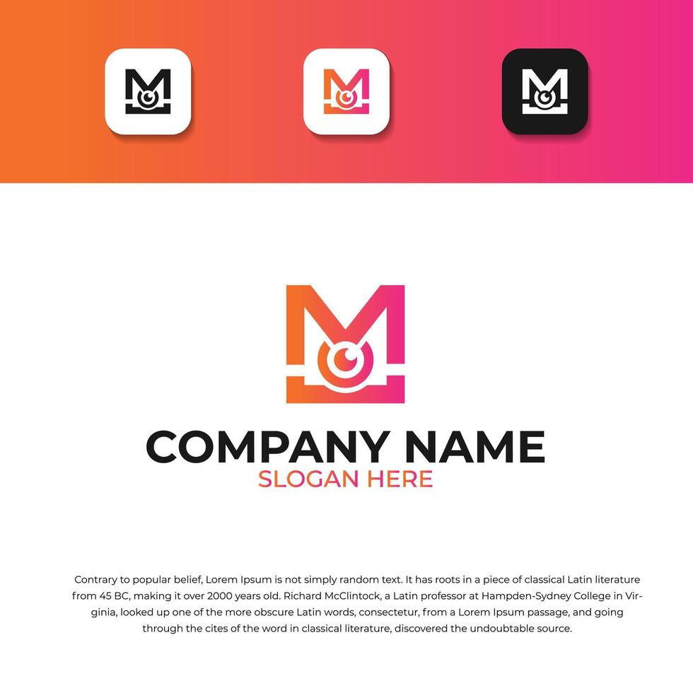 M letter logo with a camera icon vector