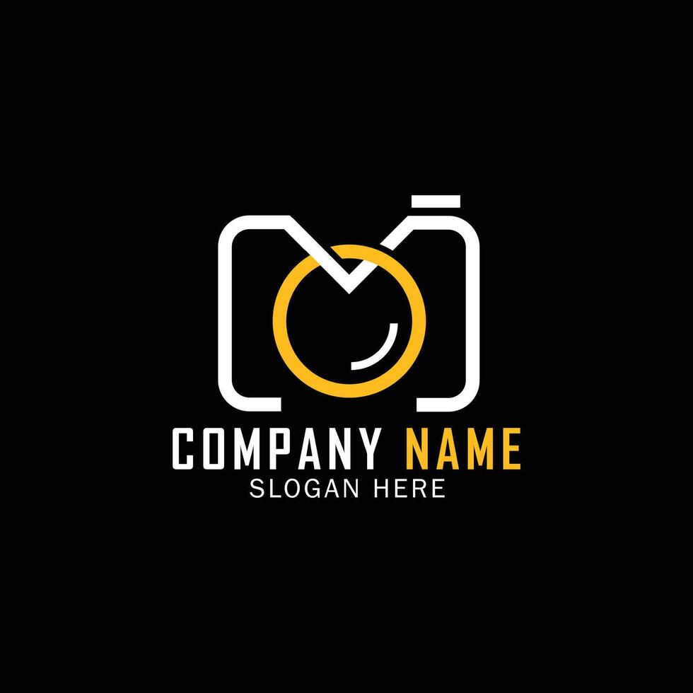 minimal photography logo with a camera icon vector