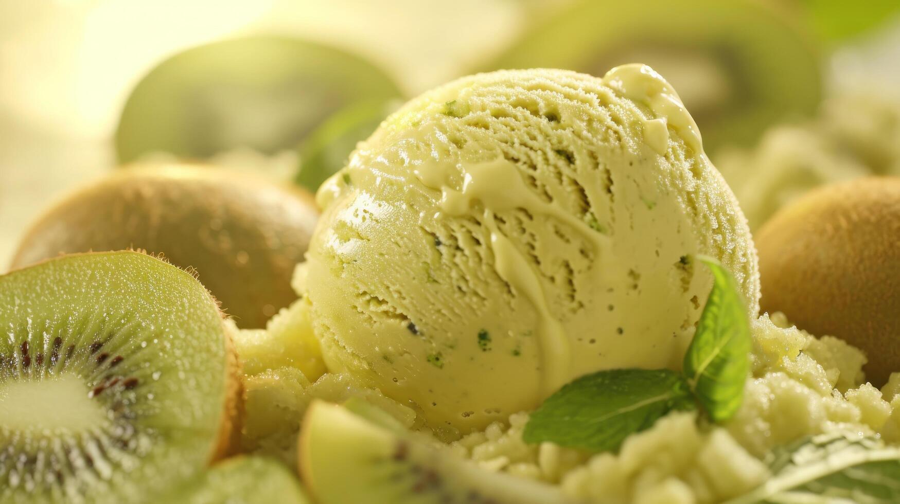 AI generated Realistic kiwi ice cream photo