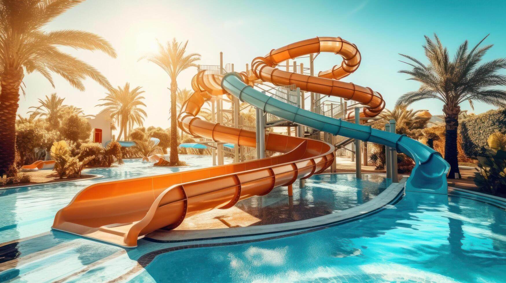 AI generated slide in sun slides water park photo