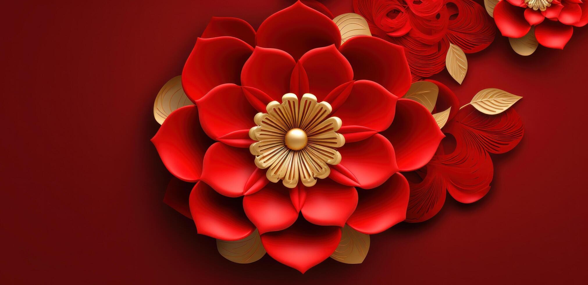 AI generated red and gold flower photo