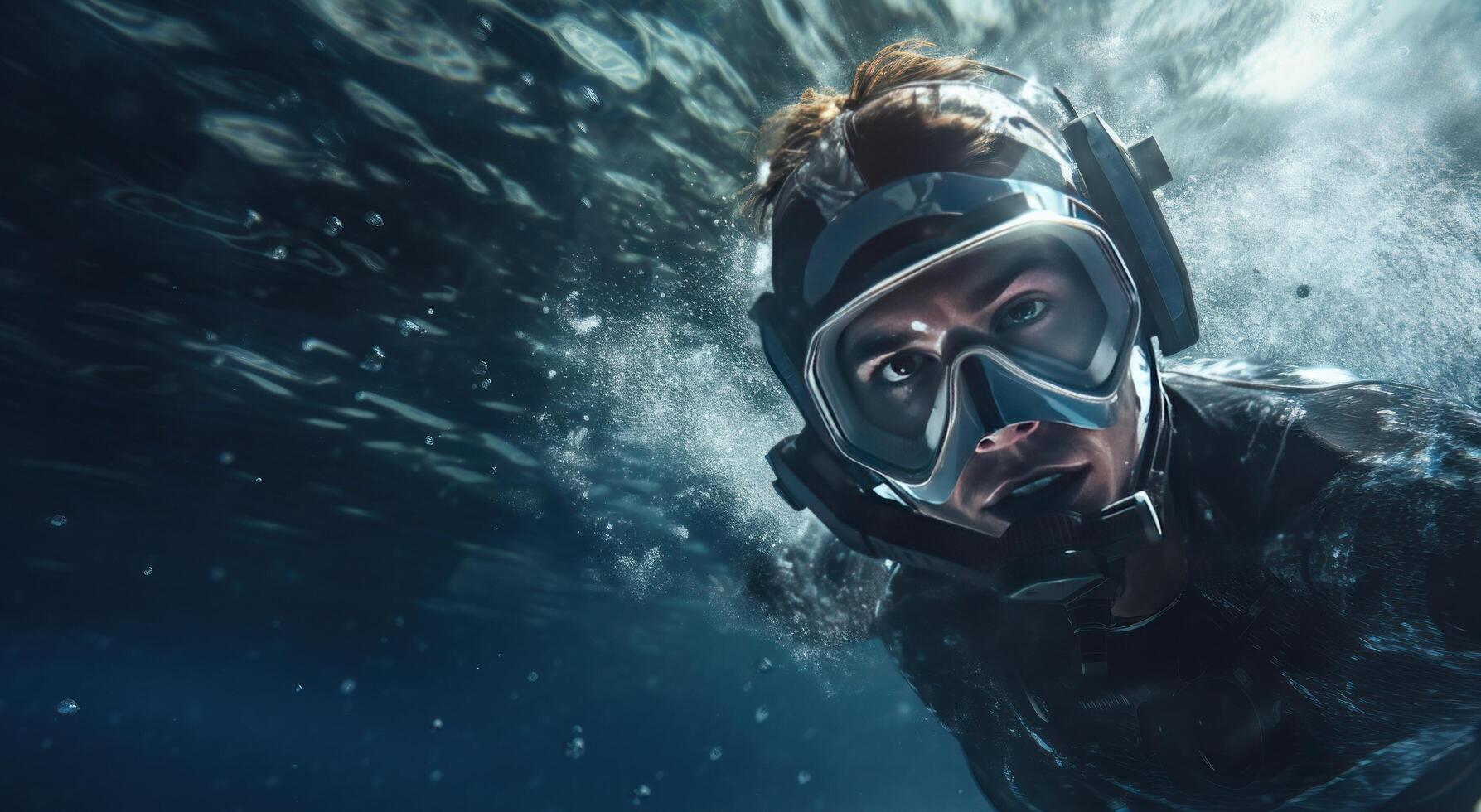 AI generated a diver scuba diving under the water photo