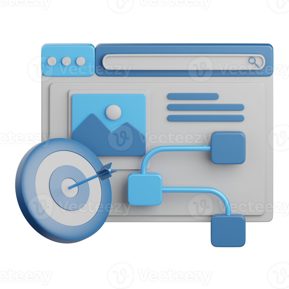 3d representación web estrategia aislado útil para digital marketing, anuncio publicitario, tecnología, SEO, sitio web, Internet, mejoramiento, en línea, red y otro png