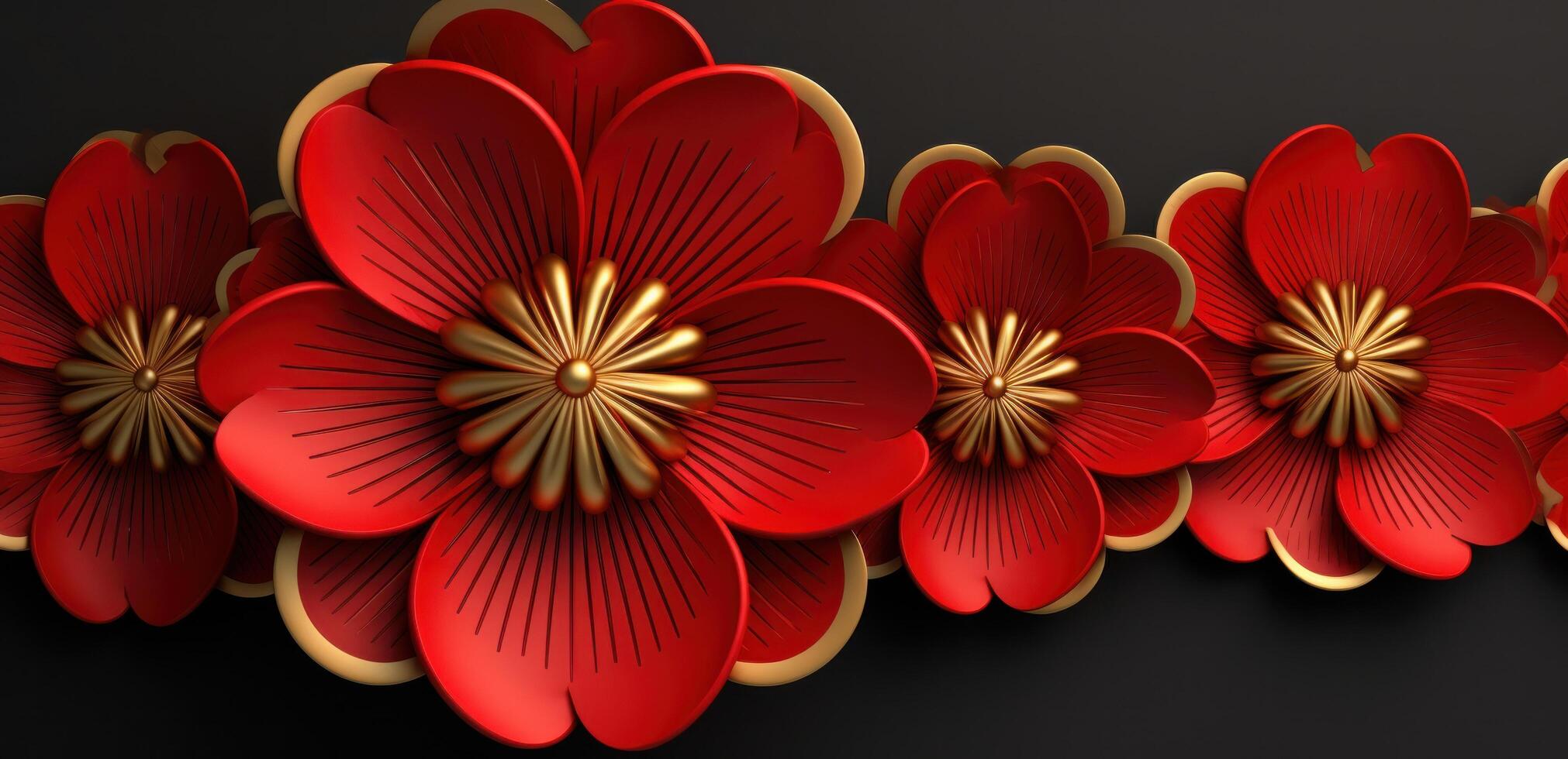 AI generated red and gold flower photo