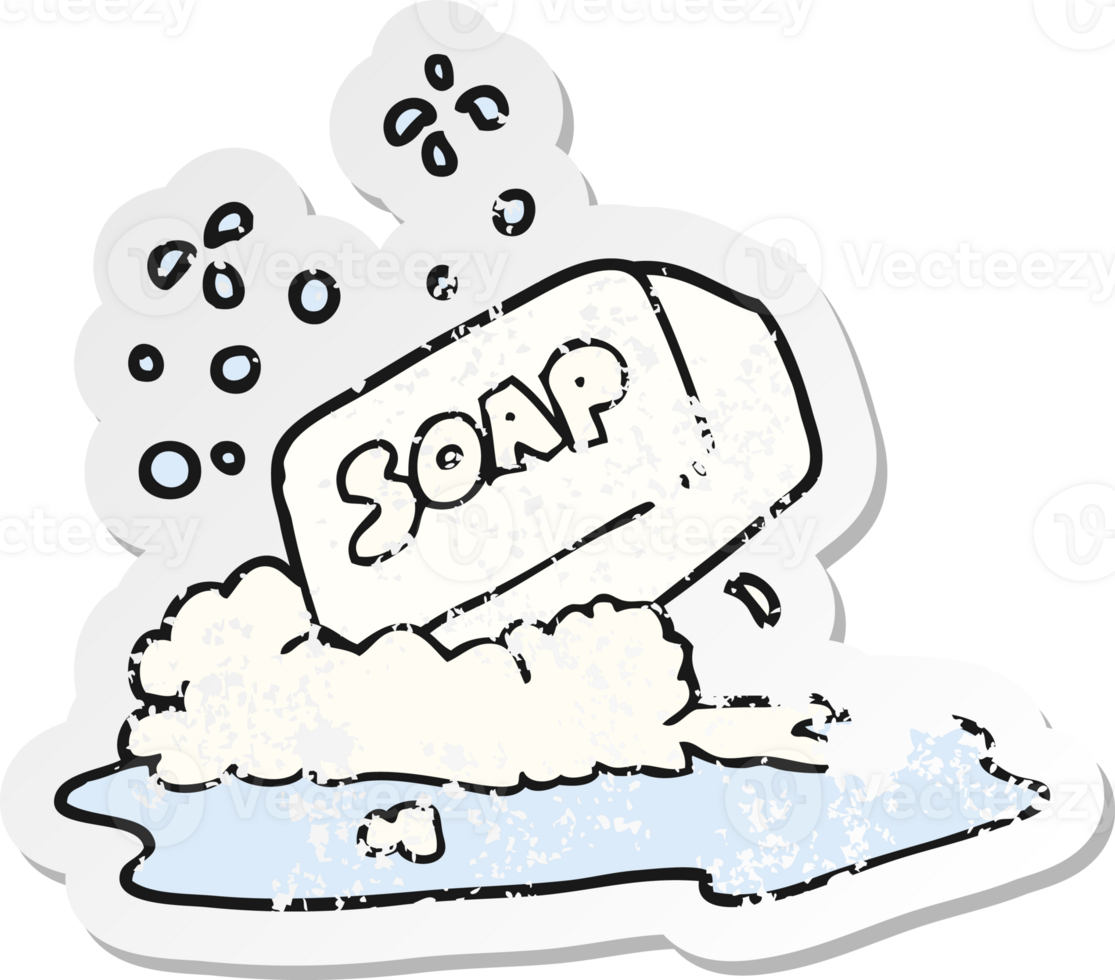 retro distressed sticker of a cartoon bar of soap png
