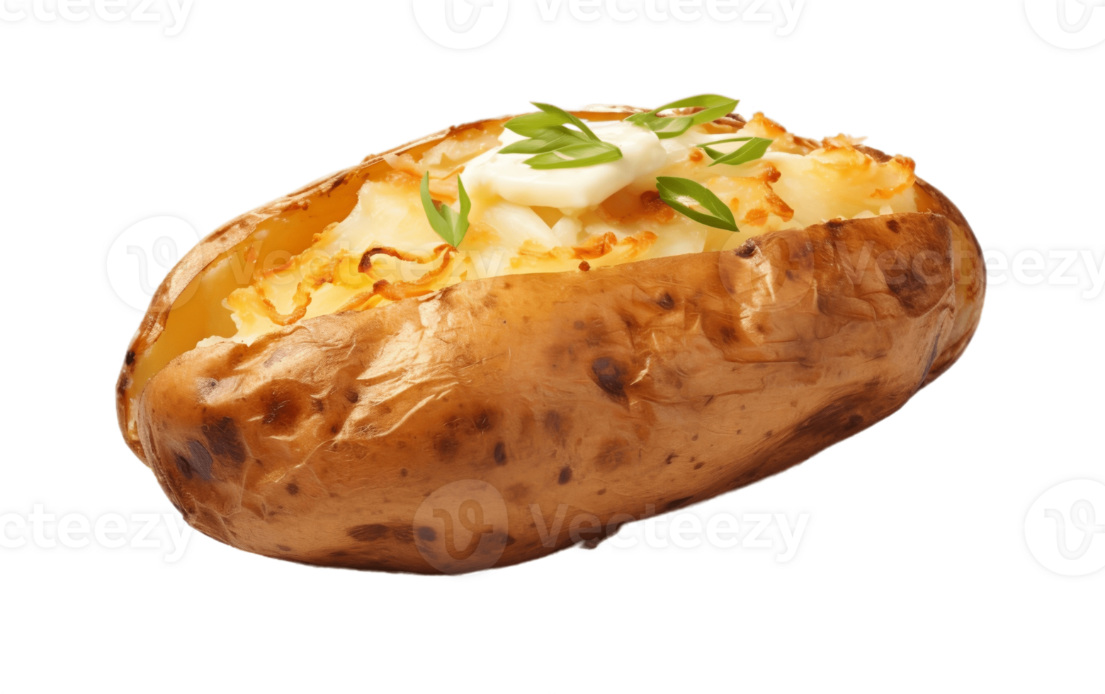 AI generated Baked Potato on White Transparent Background png